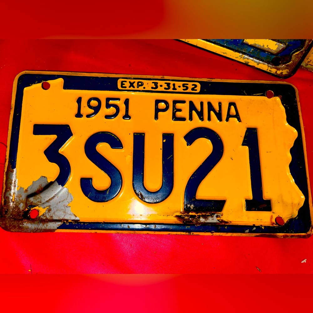 Pennsylvania 1951 License Plate. 3SU21